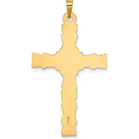 14K Two-Tone Solid INRI Crucifix Pendant in Yellow and White Gold - 37.8mm Length by Oro Pregiato