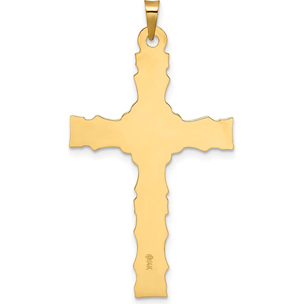 14K Two-Tone Solid INRI Crucifix Pendant in Yellow and White Gold - 37.8mm Length by Oro Pregiato