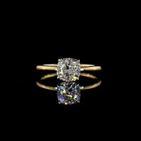 14K Two Tone Solitaire Engagement Ring with 1.50 Carat Square Cushion Brilliant Cut Lab Diamond - D VVS1 IGI Certified - Covaloro Fine Jewelry