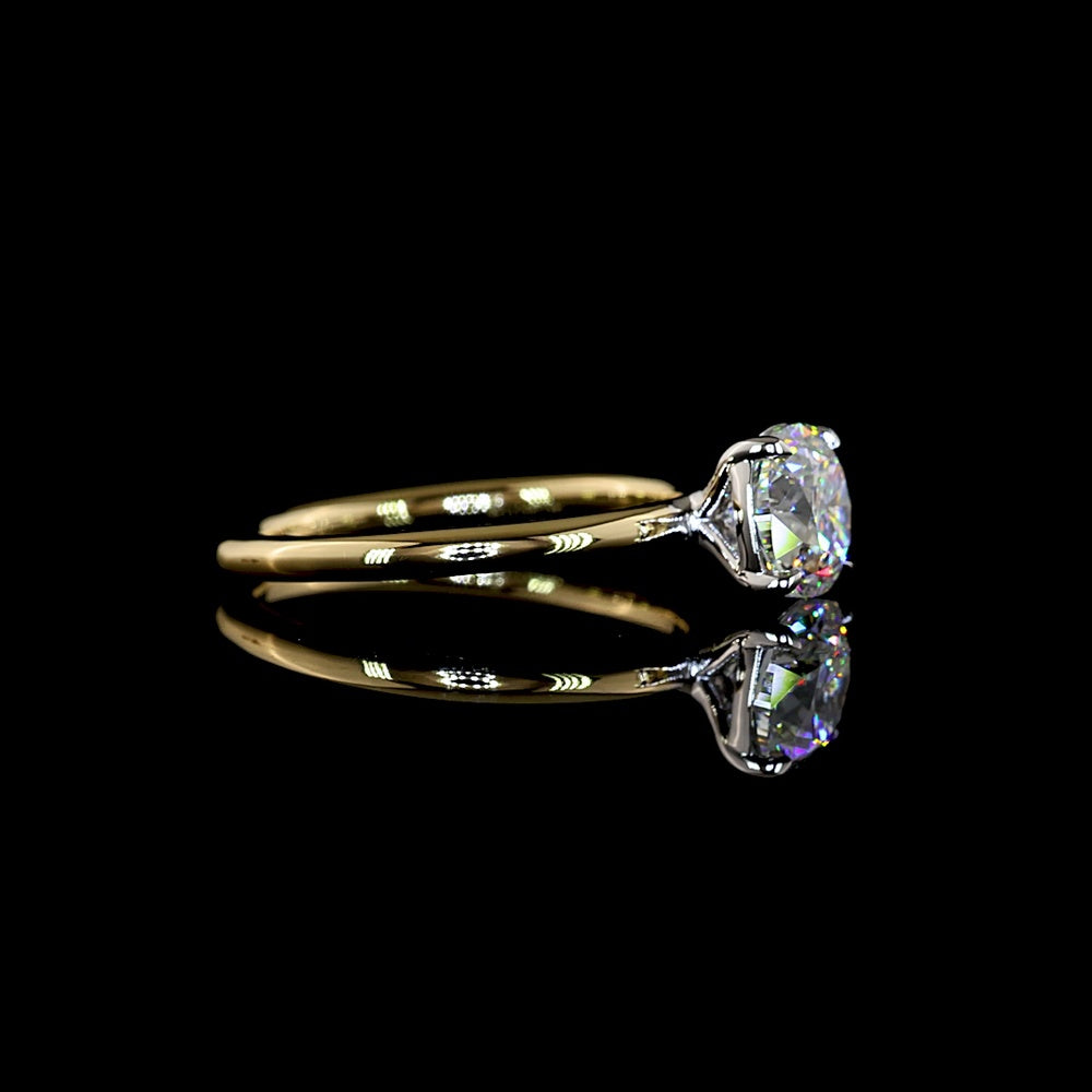 14K Two Tone Solitaire Engagement Ring with 1.50 Carat Square Cushion Brilliant Cut Lab Diamond - D VVS1 IGI Certified - Covaloro Fine Jewelry