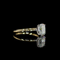 14K Two Tone Solitaire Engagement Ring with 1.61 Carat Cushion Brilliant Cut Lab Diamond - D VVS2 IGI Certified - Covaloro Fine Jewelry