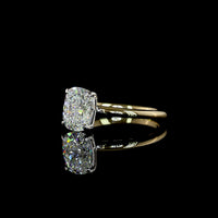 14K Two Tone Solitaire Engagement Ring with 1.61 Carat Cushion Brilliant Cut Lab Diamond - D VVS2 IGI Certified - Covaloro Fine Jewelry