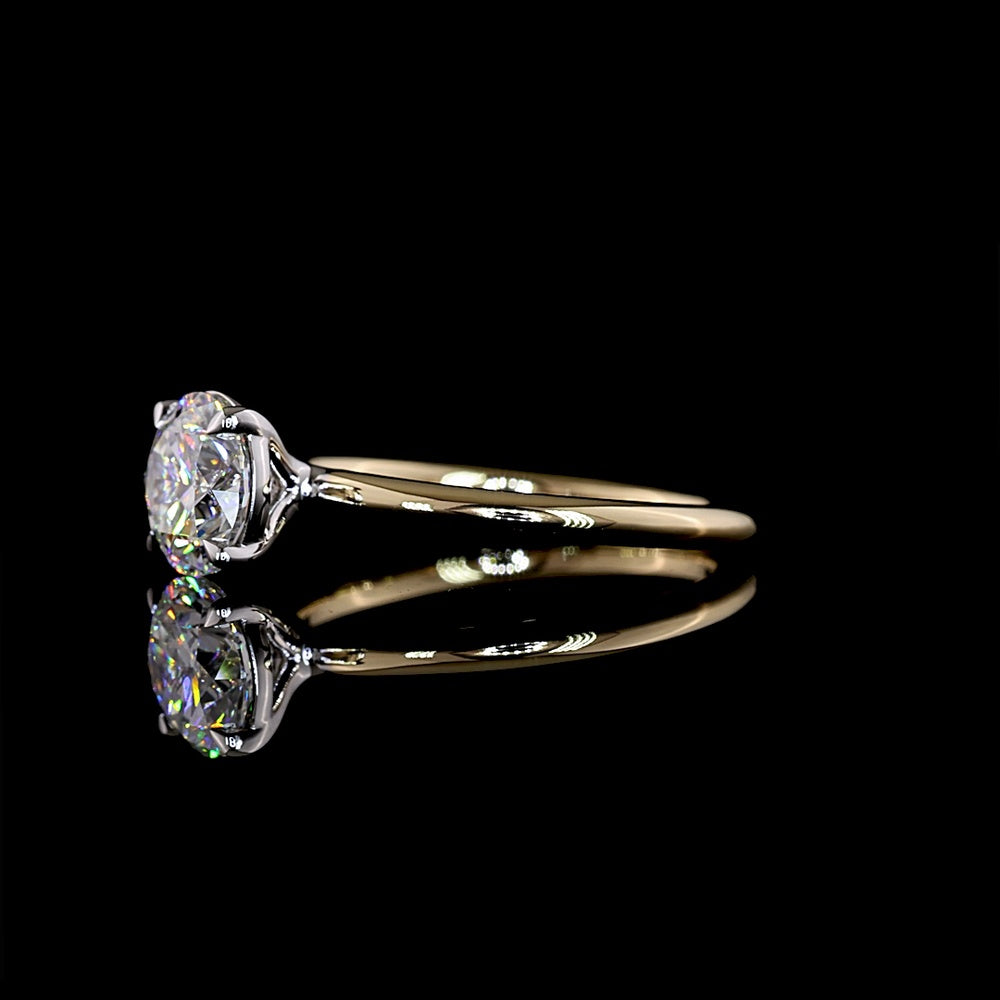 14K Two Tone Solitaire Ring with 1.51 Carat Round Brilliant Lab Diamond - D VVS2 Clarity, IGI Certified - Covaloro Fine Jewelry