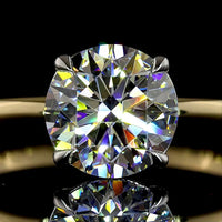 14K Two Tone Solitaire Ring with 1.77 Carat Brilliant Cut Round Lab Diamond - IGI Certified E VVS2 - Covaloro Fine Jewelry