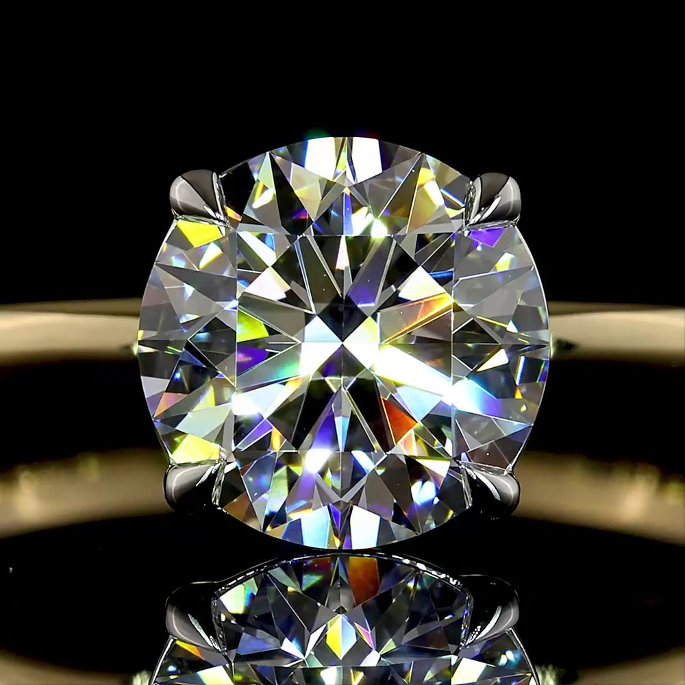 14K Two Tone Solitaire Ring with 1.77 Carat Brilliant Cut Round Lab Diamond - IGI Certified E VVS2 - Covaloro Fine Jewelry