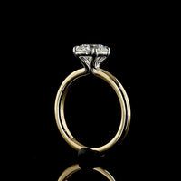 14K Two Tone Solitaire Ring with 1.77 Carat Brilliant Cut Round Lab Diamond - IGI Certified E VVS2 - Covaloro Fine Jewelry