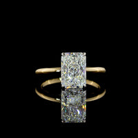 14K Two Tone Solitaire Ring with 2.63 Carat Radiant Cut E VS1 Lab Diamond - IGI Certified North-South Prong Setting - Covaloro Fine Jewelry
