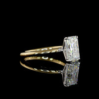 14K Two Tone Solitaire Ring with 2.63 Carat Radiant Cut E VS1 Lab Diamond - IGI Certified North-South Prong Setting - Covaloro Fine Jewelry