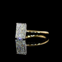 14K Two Tone Solitaire Ring with 2.63 Carat Radiant Cut E VS1 Lab Diamond - IGI Certified North-South Prong Setting - Covaloro Fine Jewelry