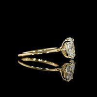 14K Two Tone Solitaire Ring with 2.67 Carat Cushion Brilliant Lab Diamond - D VVS2 IGI Certified - Covaloro Fine Jewelry