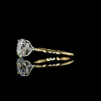 14K Two Tone Solitaire Ring with 3.04 Carat Square Cushion Brilliant Cut Lab Diamond - E VVS2 IGI Certified - Covaloro Fine Jewelry