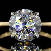 14K Two Tone Solitaire Ring with 3.05 Carat Round Brilliant Lab Diamond - E-F Color, VVS2 Clarity, IGI Certified - Covaloro Fine Jewelry