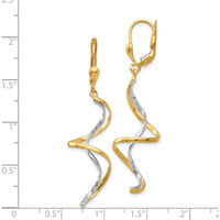 14K Two-Tone Spiral Dangle Earrings with Leverback Closure - Polished Finish by Oro Pregiato