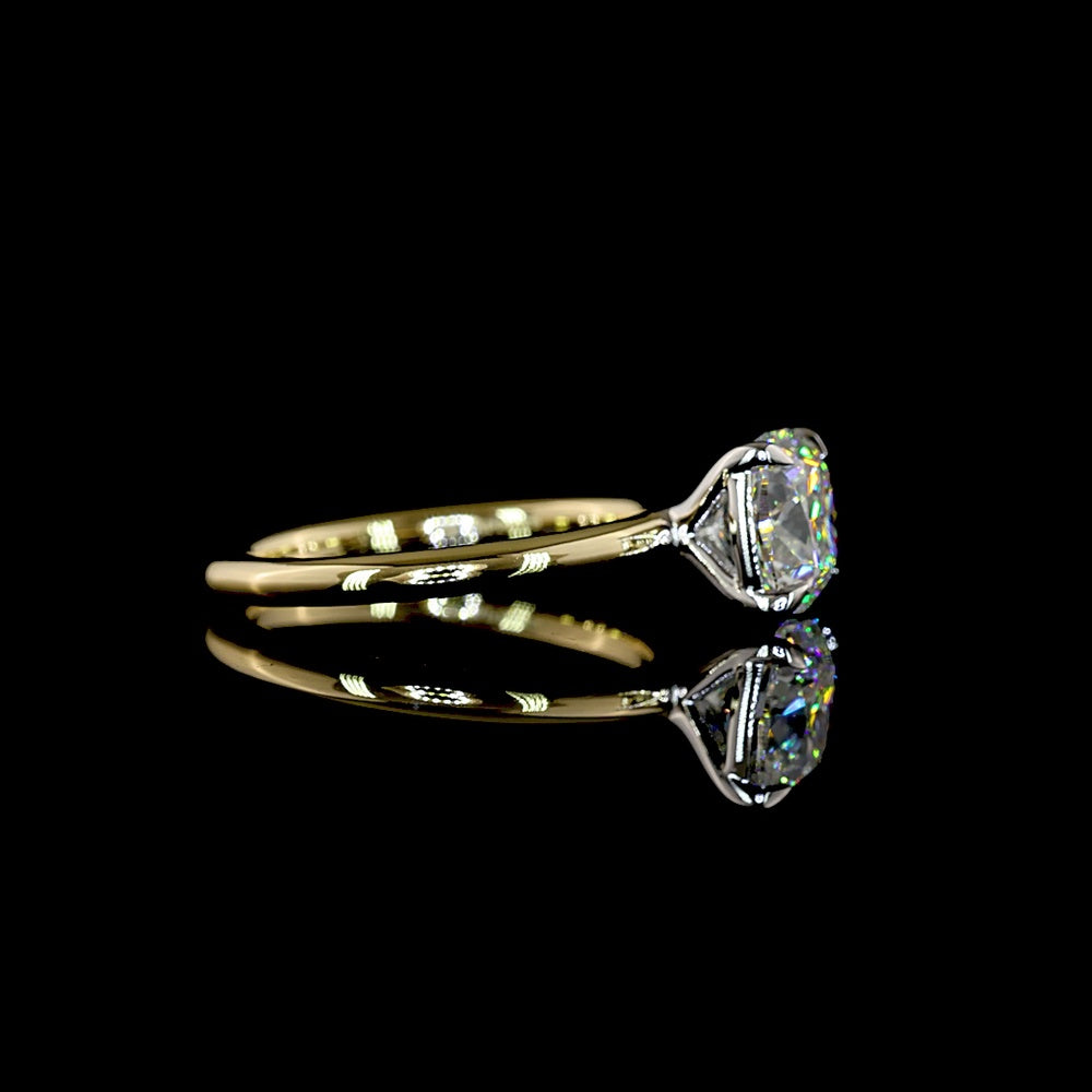 14K Two Tone Square Cushion Brilliant Cut Lab Diamond Solitaire Ring - 2.09 Carat E-F VVS2 IGI Certified - Covaloro Fine Jewelry