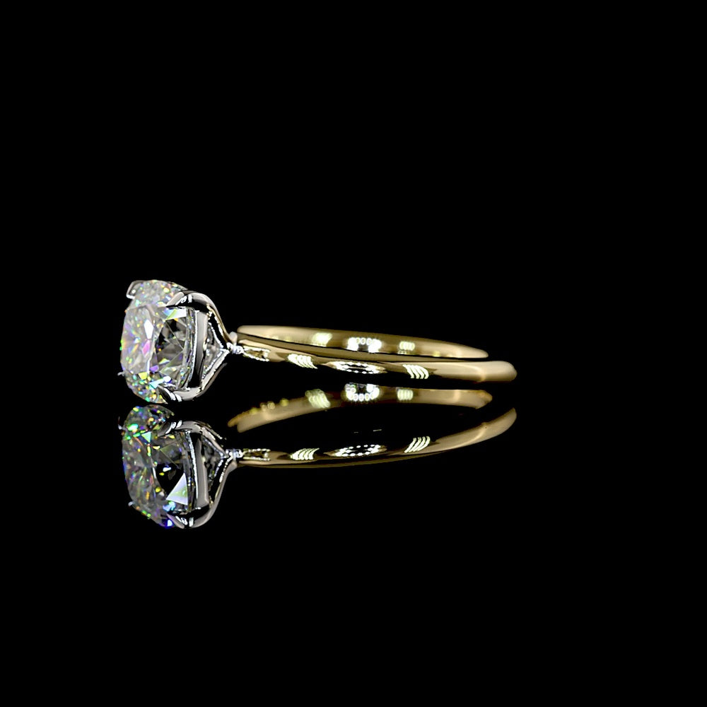 14K Two Tone Square Cushion Brilliant Cut Lab Diamond Solitaire Ring - 2.09 Carat E-F VVS2 IGI Certified - Covaloro Fine Jewelry