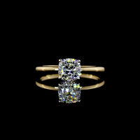 14K Two Tone Square Cushion Brilliant Cut Solitaire Ring with Lab Grown Diamond - 1.06 Carat Total Diamond Weight, IGI Certified E VVS2 - Covaloro Fine Jewelry