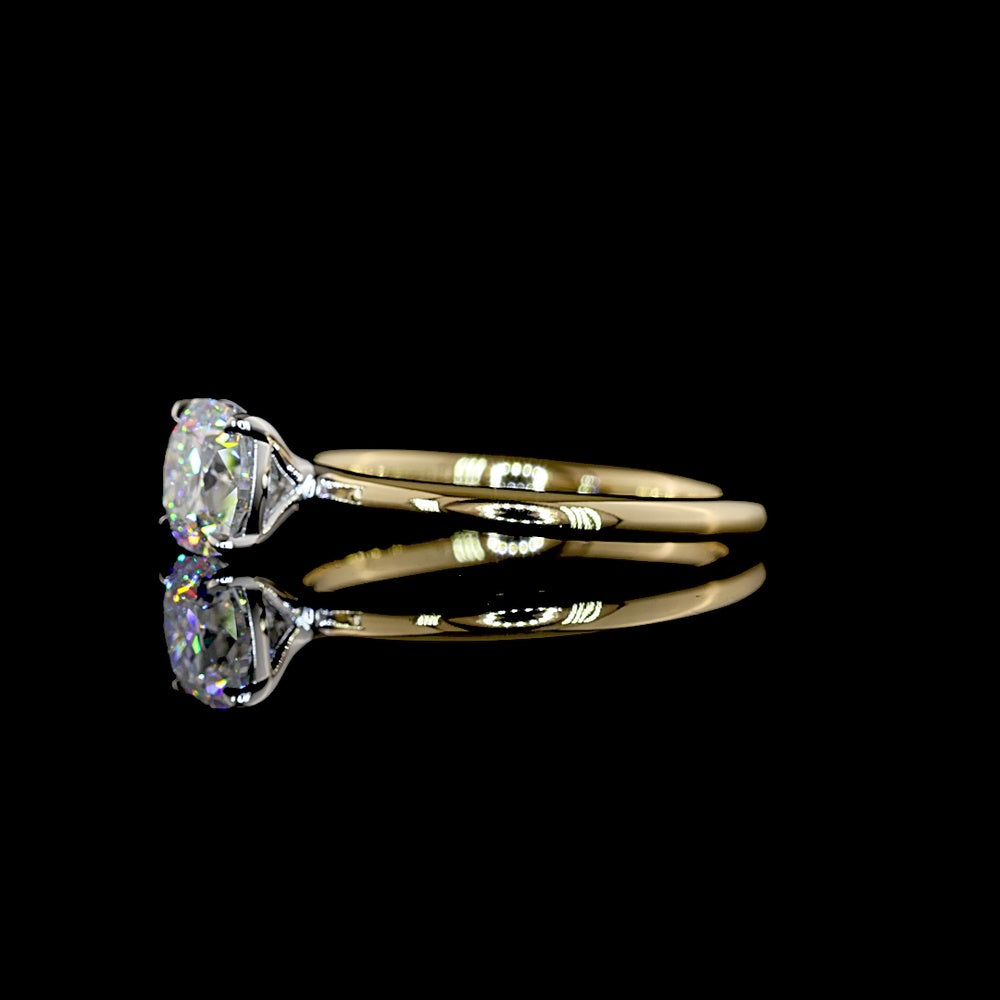 14K Two Tone Square Cushion Brilliant Cut Solitaire Ring with Lab Grown Diamond - 1.06 Carat Total Diamond Weight, IGI Certified E VVS2 - Covaloro Fine Jewelry