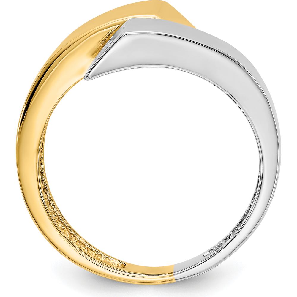 14K Two-Tone Square Overlapping Ring with Rhodium-Plated Finish by Oro Pregiato