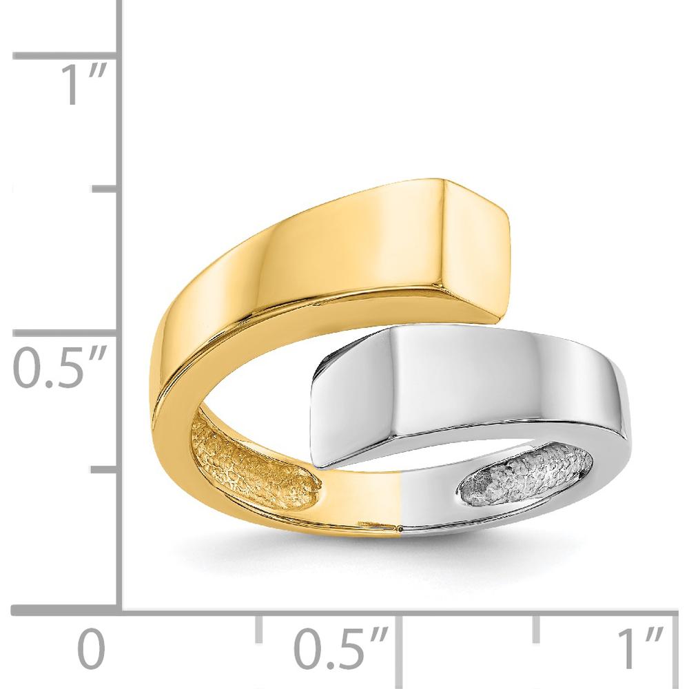 14K Two-Tone Square Overlapping Ring with Rhodium-Plated Finish by Oro Pregiato