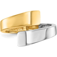 14K Two-Tone Square Overlapping Ring with Rhodium-Plated Finish by Oro Pregiato