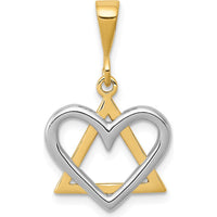 14K Two-Tone Star of David Heart Pendant - Spiritual Symbol of Love by Oro Pregiato
