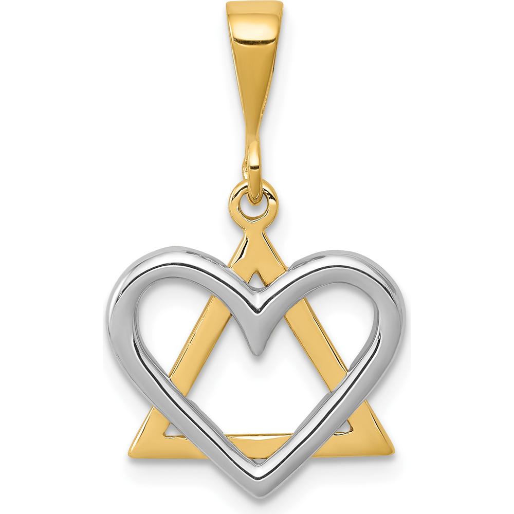 14K Two-Tone Star of David Heart Pendant - Spiritual Symbol of Love by Oro Pregiato