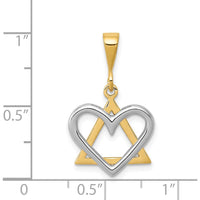 14K Two-Tone Star of David Heart Pendant - Spiritual Symbol of Love by Oro Pregiato