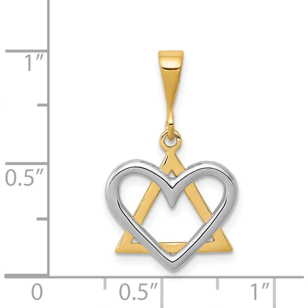 14K Two-Tone Star of David Heart Pendant - Spiritual Symbol of Love by Oro Pregiato