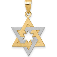 14K Two-Tone Star of David Pendant - 25mm Length, 16mm Width by Oro Pregiato