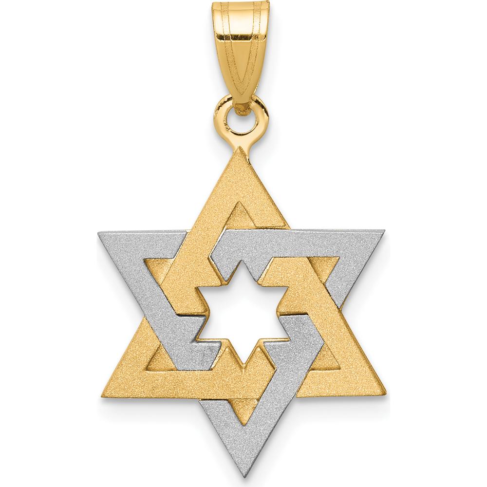 14K Two-Tone Star of David Pendant - 25mm Length, 16mm Width by Oro Pregiato