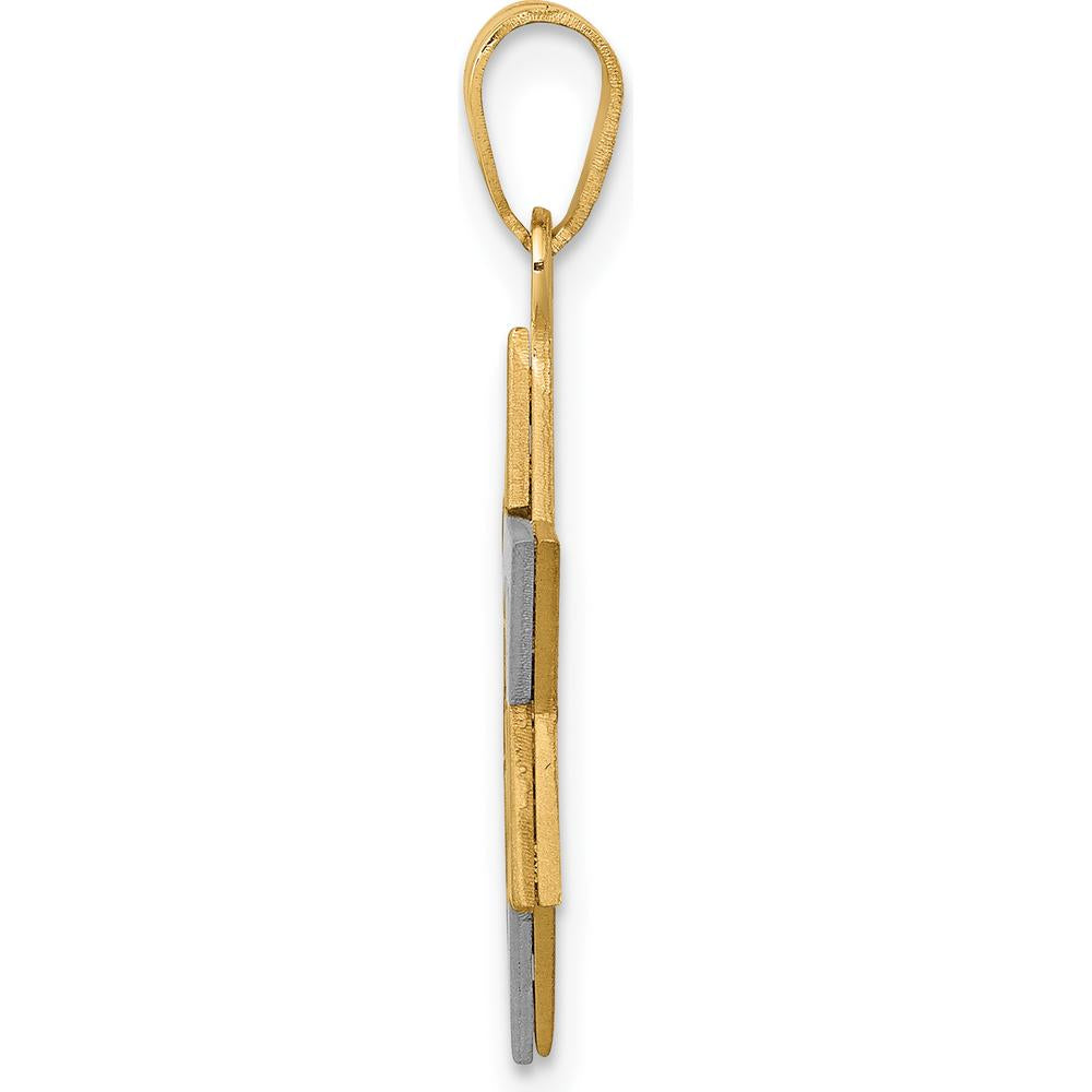 14K Two-Tone Star of David Pendant - 25mm Length, 16mm Width by Oro Pregiato