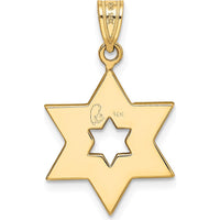 14K Two-Tone Star of David Pendant - 25mm Length, 16mm Width by Oro Pregiato