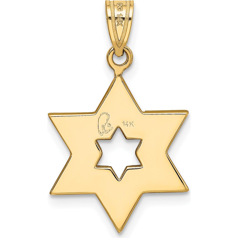 14K Two-Tone Star of David Pendant - 25mm Length, 16mm Width by Oro Pregiato