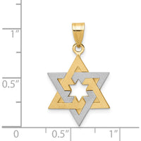 14K Two-Tone Star of David Pendant - 25mm Length, 16mm Width by Oro Pregiato