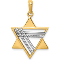 14K Two-Tone Star of David Pendant - 34mm Length, 21mm Width by Oro Pregiato