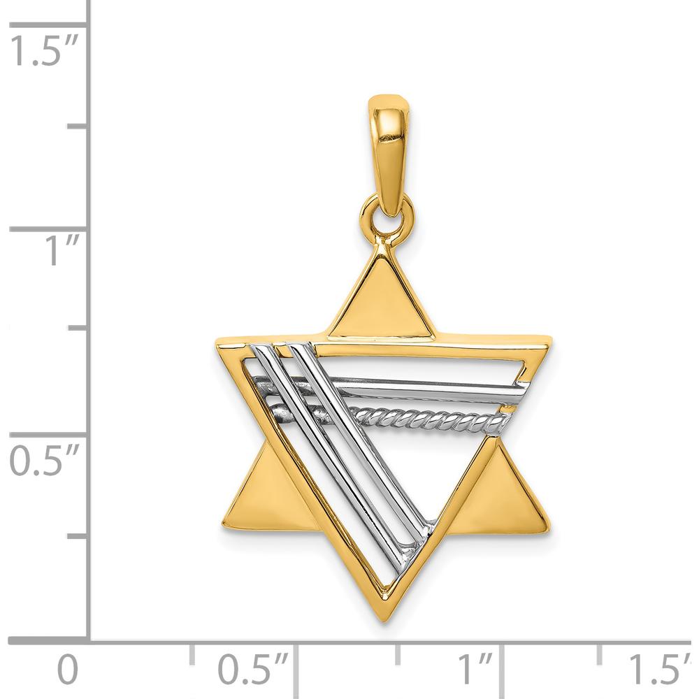 14K Two-Tone Star of David Pendant - 34mm Length, 21mm Width by Oro Pregiato