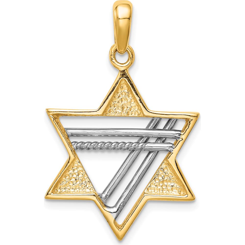 14K Two-Tone Star of David Pendant - 34mm Length, 21mm Width by Oro Pregiato