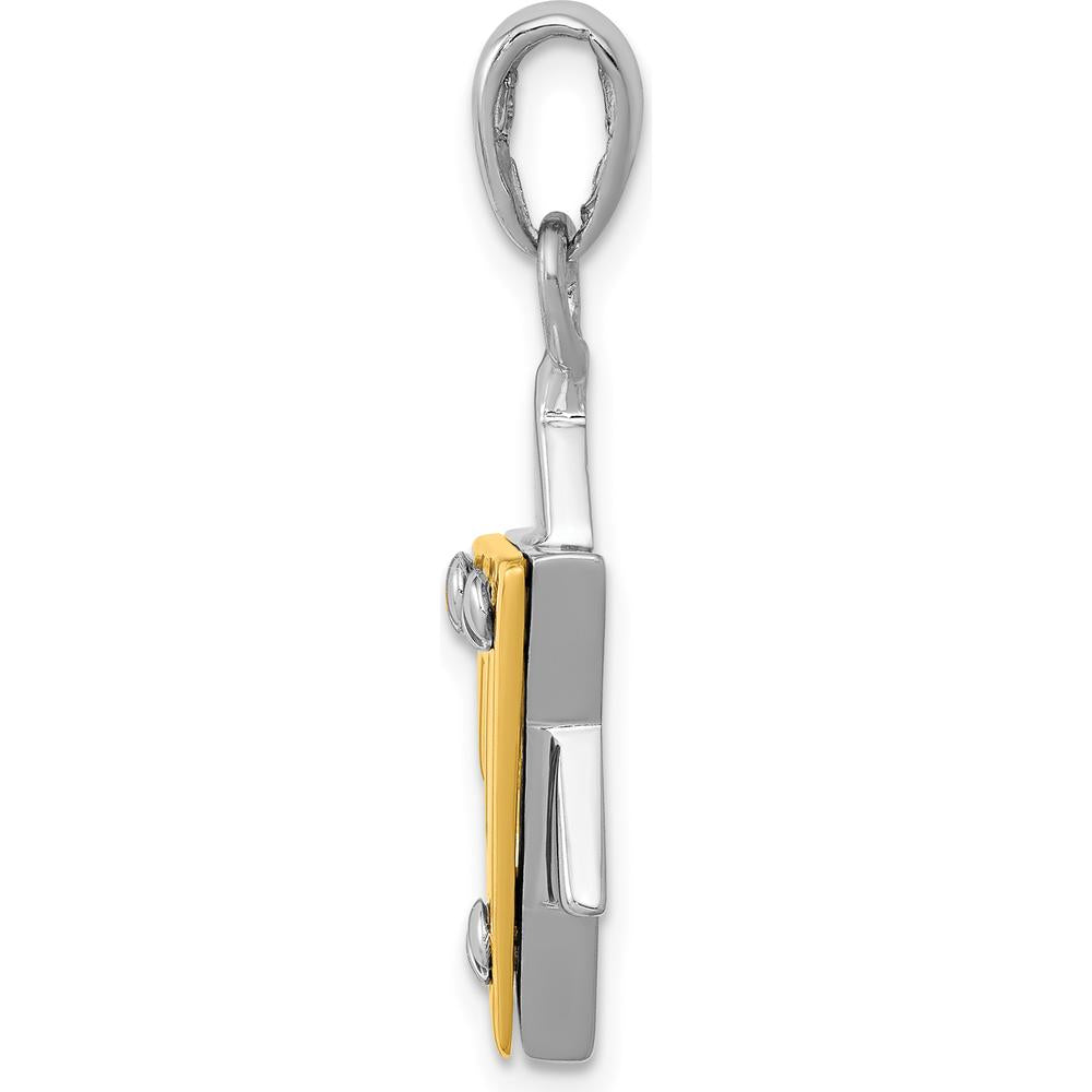 14K Two-Tone Star of David Pendant with Open-Back Profile - 31mm Length, 18mm Width by Oro Pregiato