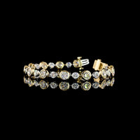 14K Two Tone Station Bracelet with Bezel Set Round Lab Diamonds - 10.84 Carats Total Diamond Weight - Covaloro Fine Jewelry