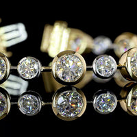 14K Two Tone Station Bracelet with Bezel Set Round Lab Diamonds - 10.84 Carats Total Diamond Weight - Covaloro Fine Jewelry