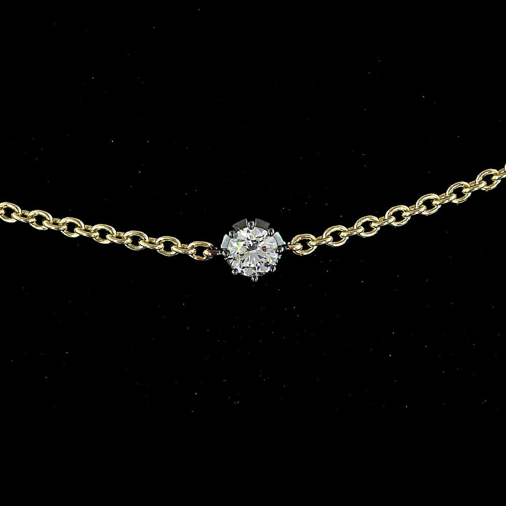 14K Two Tone Station Necklace with 9 Round Brilliant Cut Lab Diamonds and Black Rhodium Accents - 1.85 Carat Total Diamond Weight - Covaloro Fine Jewelry
