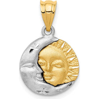 14K Two-Tone Sun and Moon Pendant with Diamond-Cut Finish - Symbolic Charm by Oro Pregiato