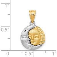 14K Two-Tone Sun and Moon Pendant with Diamond-Cut Finish - Symbolic Charm by Oro Pregiato