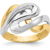 14K Two-Tone Swirl Ring with Polished and Rhodium Plated Finish by Oro Pregiato