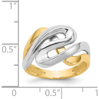 14K Two-Tone Swirl Ring with Polished and Rhodium Plated Finish by Oro Pregiato