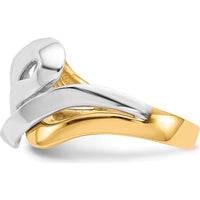 14K Two-Tone Swirl Ring with Polished and Rhodium Plated Finish by Oro Pregiato