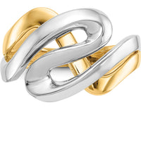 14K Two-Tone Swirl Ring with Polished and Rhodium Plated Finish by Oro Pregiato