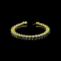 14K Two Tone Tennis Bracelet with Alternating Pear Shape Fancy Yellow and White Diamonds - 17.27 Carat Total Weight - Covaloro Fine Jewelry