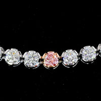 14K Two Tone Tennis Necklace featuring Round Fancy Vivid Pink Lab Diamonds and White Diamonds - 10.73 Carat Total Weight - Covaloro Fine Jewelry