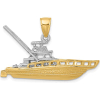 14K Two-Tone Textured 3D Offshore Sportfishing Boat Charm by Oro Pregiato